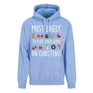 Gaming Christmas Most Likely To Play Video Game Christmas Great Gift Unisex Surf Hoodie