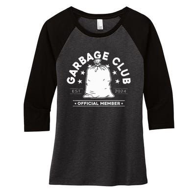 Garbage Club Member Women's Tri-Blend 3/4-Sleeve Raglan Shirt