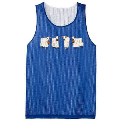 Ghost Cow Moo I Mean Boo Trick Or Treat Halloween Party Cool Gift Mesh Reversible Basketball Jersey Tank