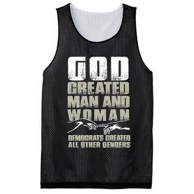 God Created Man & Woman Democrats Created All Other Genders Mesh Reversible Basketball Jersey Tank