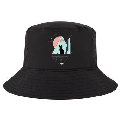 Geometric Cat Modern Minimalist Art Cat Lover Artistic Cool Comfort Performance Bucket Hat