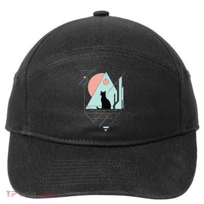 Geometric Cat Modern Minimalist Art Cat Lover Artistic 7-Panel Snapback Hat