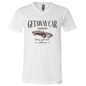 Getaway Car Nothing Good Starts In A Getaway Car V-Neck T-Shirt