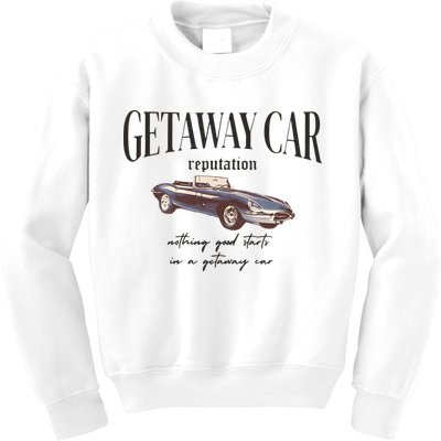 Getaway Car Nothing Good Starts In A Getaway Car Kids Sweatshirt