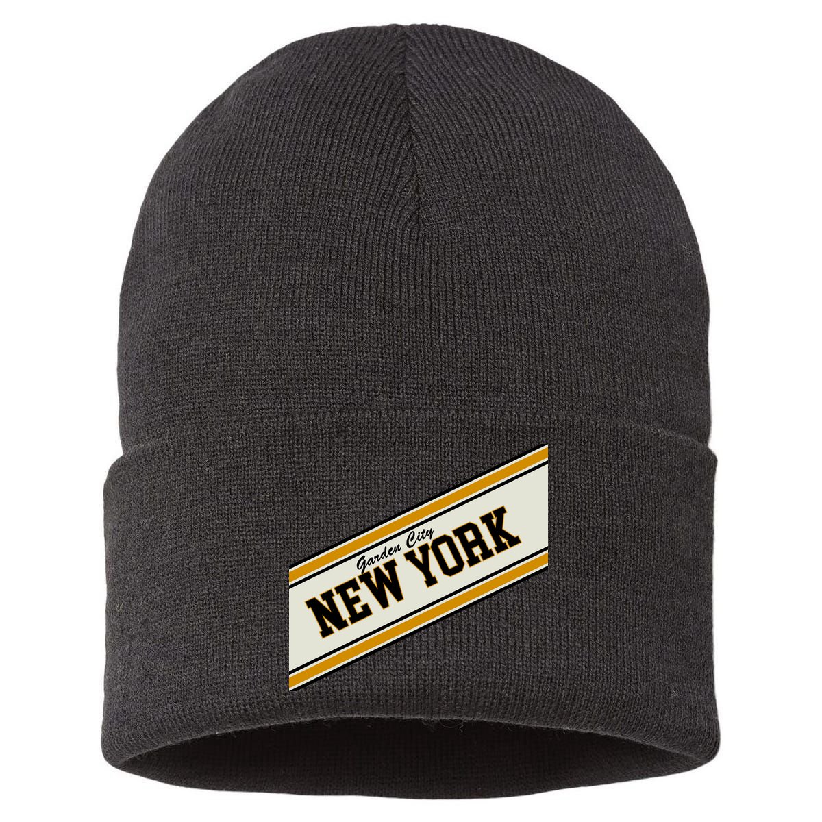Garden City New York Varsity Logo Sustainable Knit Beanie