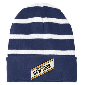 Garden City New York Varsity Logo Striped Beanie with Solid Band