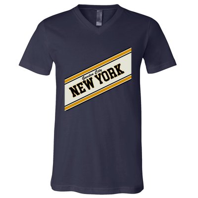 Garden City New York Varsity Logo V-Neck T-Shirt