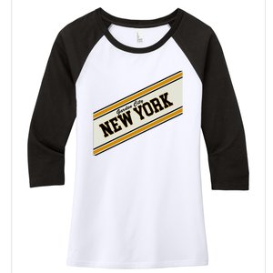 Garden City New York Varsity Logo Women's Tri-Blend 3/4-Sleeve Raglan Shirt