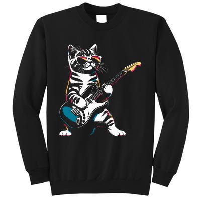 Guitar Cat Novelty Rock Music Band Concert Funny Cat Sweatshirt