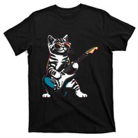 Guitar Cat Novelty Rock Music Band Concert Funny Cat T-Shirt