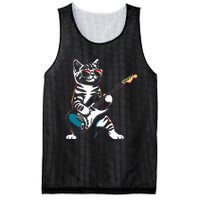 Guitar Cat Novelty Rock Music Band Concert Funny Cat Mesh Reversible Basketball Jersey Tank