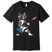 Guitar Cat Novelty Rock Music Band Concert Funny Cat Premium T-Shirt