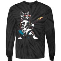 Guitar Cat Novelty Rock Music Band Concert Funny Cat Tie-Dye Long Sleeve Shirt