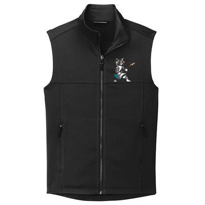 Guitar Cat Novelty Rock Music Band Concert Funny Cat Collective Smooth Fleece Vest