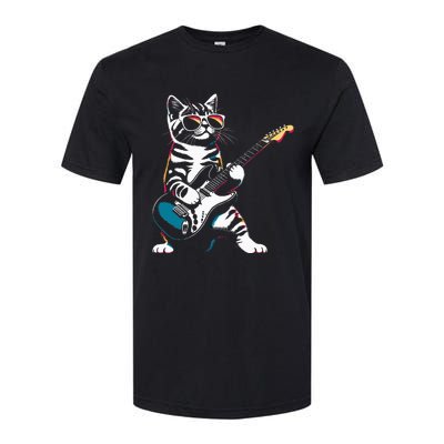 Guitar Cat Novelty Rock Music Band Concert Funny Cat Softstyle CVC T-Shirt