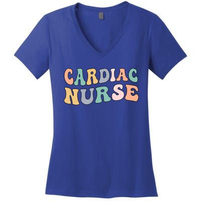 Groovy Cardiac Nurse Cardiac Nursing Gift Women's V-Neck T-Shirt