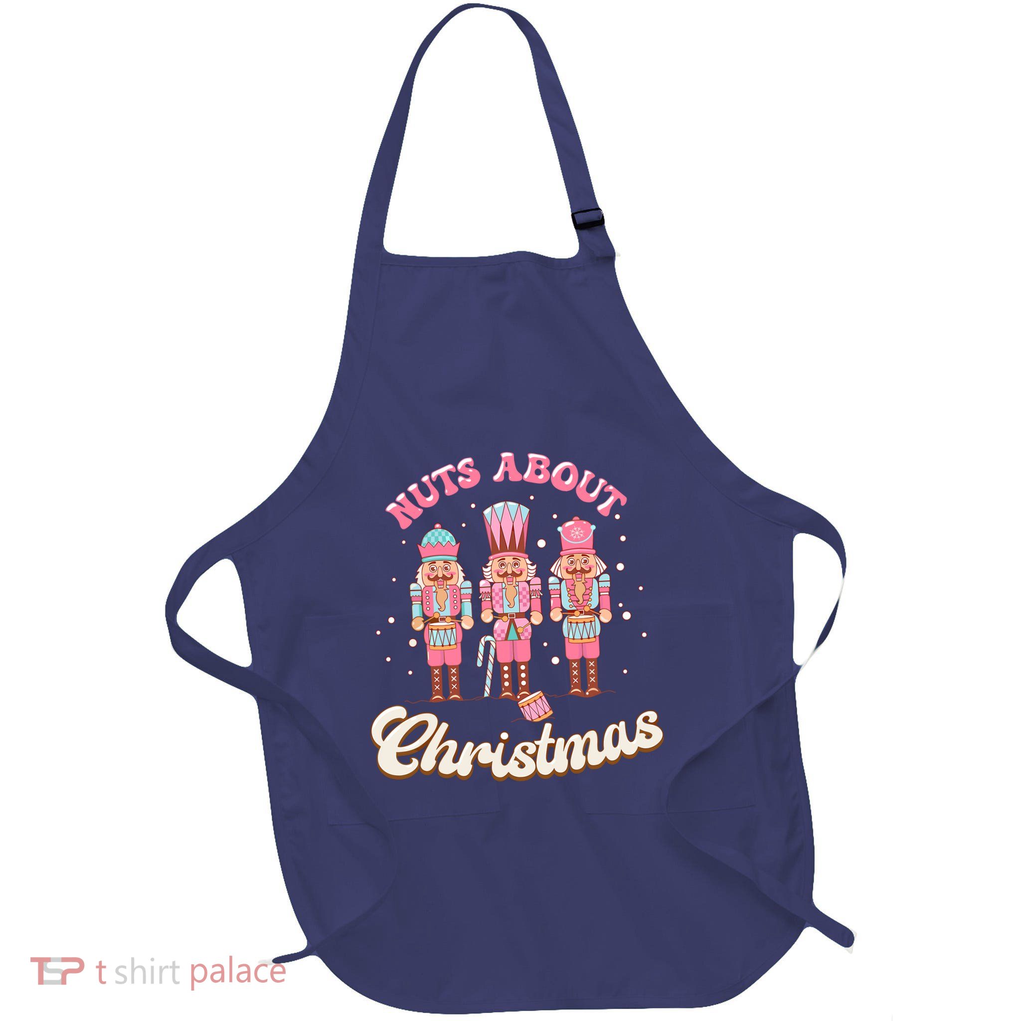 Groovy Cute Nuts About Christmas Funny Christmas Nutcracker Full-Length Apron With Pockets