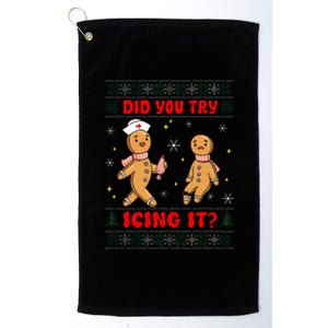 Groovy Christmas Nurse Gingerbread Man Did You Try Icing It  Platinum Collection Golf Towel