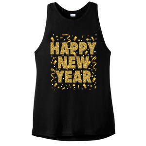 Golden Confetti New YearS Eve Happy New Year Ladies PosiCharge Tri-Blend Wicking Tank