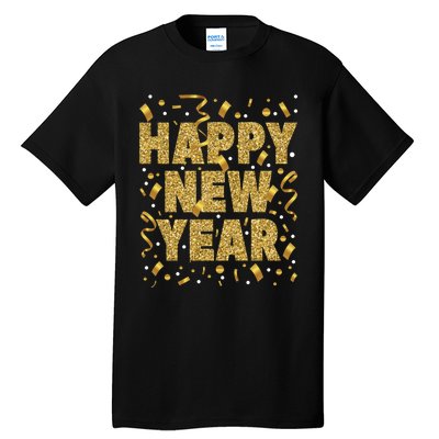 Golden Confetti New YearS Eve Happy New Year Tall T-Shirt