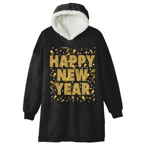 Golden Confetti New YearS Eve Happy New Year Hooded Wearable Blanket