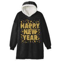 Golden Confetti New YearS Eve Happy New Year Hooded Wearable Blanket