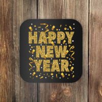 Golden Confetti New YearS Eve Happy New Year Coaster