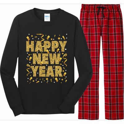 Golden Confetti New YearS Eve Happy New Year Long Sleeve Pajama Set