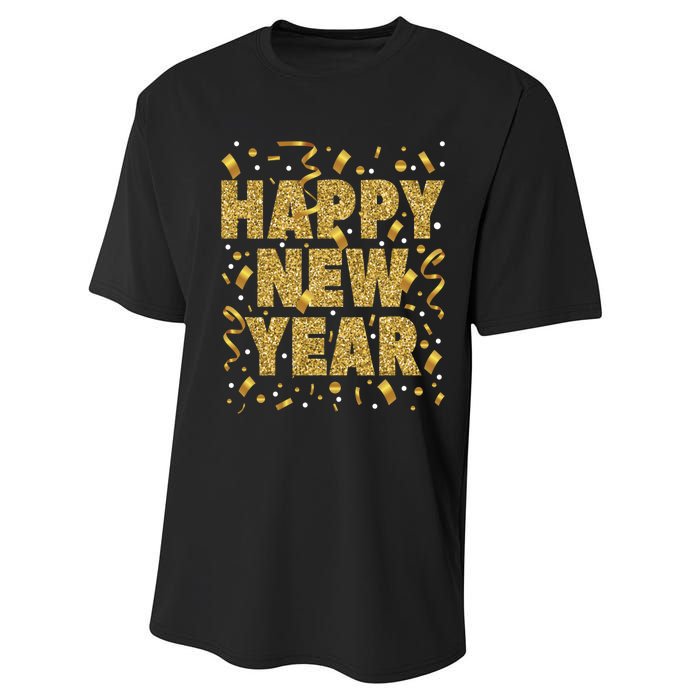 Golden Confetti New YearS Eve Happy New Year Performance Sprint T-Shirt