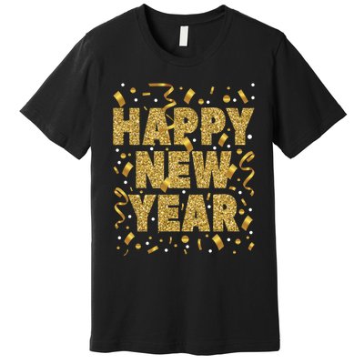 Golden Confetti New YearS Eve Happy New Year Premium T-Shirt