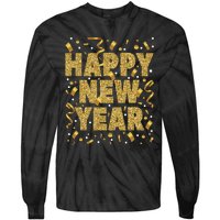 Golden Confetti New YearS Eve Happy New Year Tie-Dye Long Sleeve Shirt