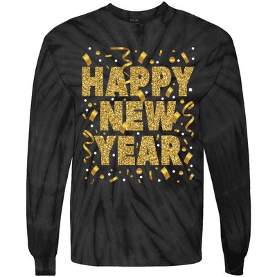 Golden Confetti New YearS Eve Happy New Year Tie-Dye Long Sleeve Shirt