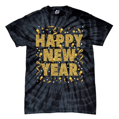 Golden Confetti New YearS Eve Happy New Year Tie-Dye T-Shirt