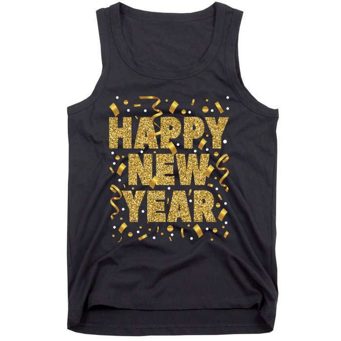 Golden Confetti New YearS Eve Happy New Year Tank Top