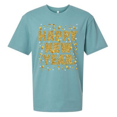 Golden Confetti New YearS Eve Happy New Year Sueded Cloud Jersey T-Shirt