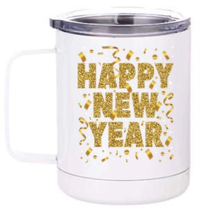 Golden Confetti New YearS Eve Happy New Year 12 oz Stainless Steel Tumbler Cup