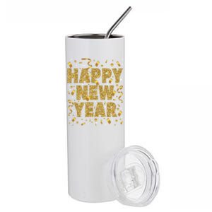 Golden Confetti New YearS Eve Happy New Year Stainless Steel Tumbler