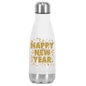 Golden Confetti New YearS Eve Happy New Year Stainless Steel Insulated Water Bottle