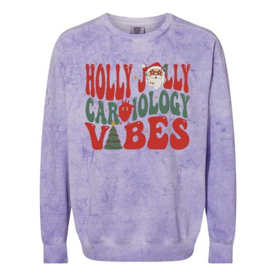 Groovy Cardiology Nurse Christmas Cardiac Squad Holiday  Colorblast Crewneck Sweatshirt