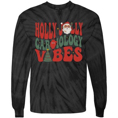 Groovy Cardiology Nurse Christmas Cardiac Squad Holiday  Tie-Dye Long Sleeve Shirt