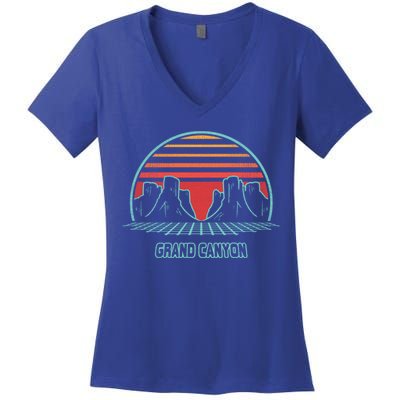 Grand Canyon National Park Retro Hiking Vintage 80s Style Gift Women's V-Neck T-Shirt