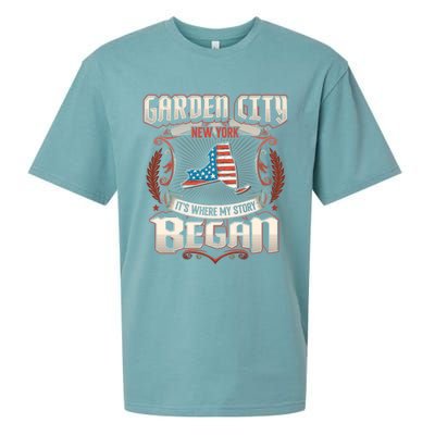 Garden City New York Usa Flag 4th Of July Meaningful Gift Sueded Cloud Jersey T-Shirt