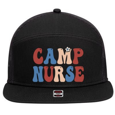 Groovy Camp Nurse 4th Of July Usa America Patriotic American Gift 7 Panel Mesh Trucker Snapback Hat