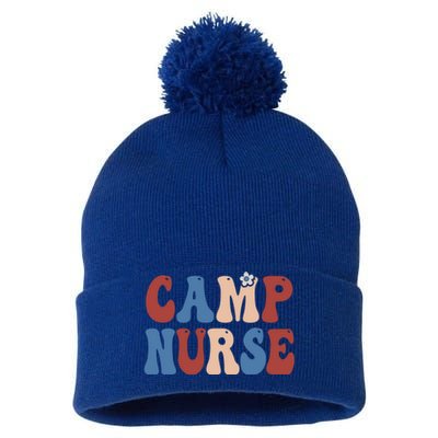 Groovy Camp Nurse 4th Of July Usa America Patriotic American Gift Pom Pom 12in Knit Beanie