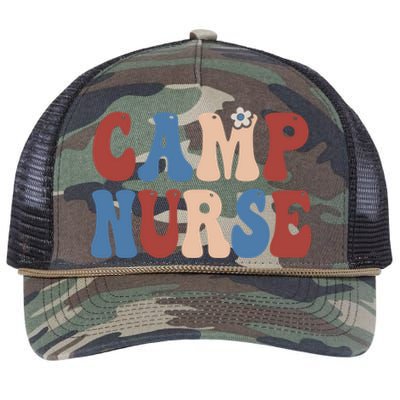 Groovy Camp Nurse 4th Of July Usa America Patriotic American Gift Retro Rope Trucker Hat Cap