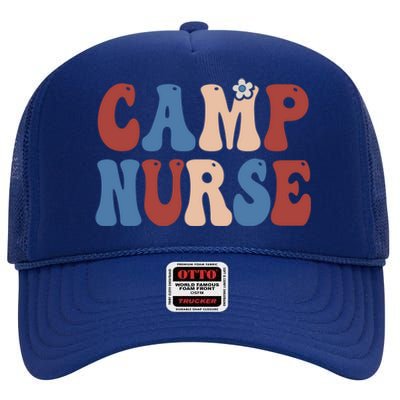 Groovy Camp Nurse 4th Of July Usa America Patriotic American Gift High Crown Mesh Back Trucker Hat