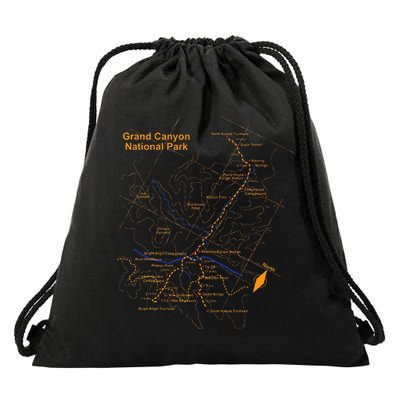 Grand Canyon National Park Trail Map Hiking Love Drawstring Bag
