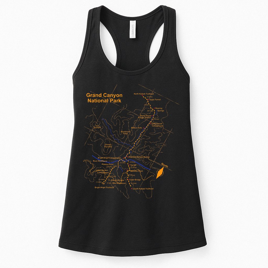 Grand Canyon National Park Trail Map Hiking Love Womens Tank Top