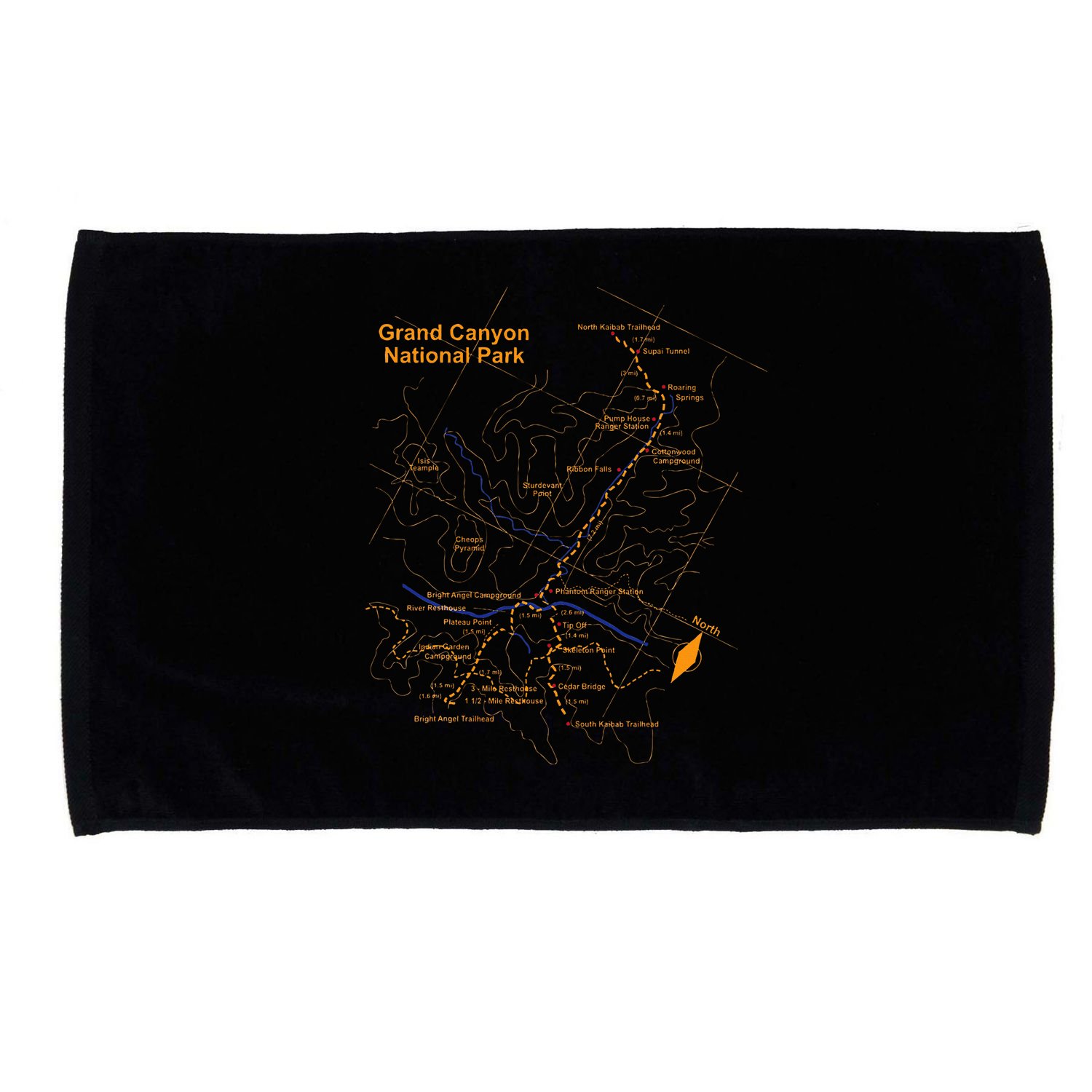 Grand Canyon National Park Trail Map Hiking Love Microfiber Hand Towel