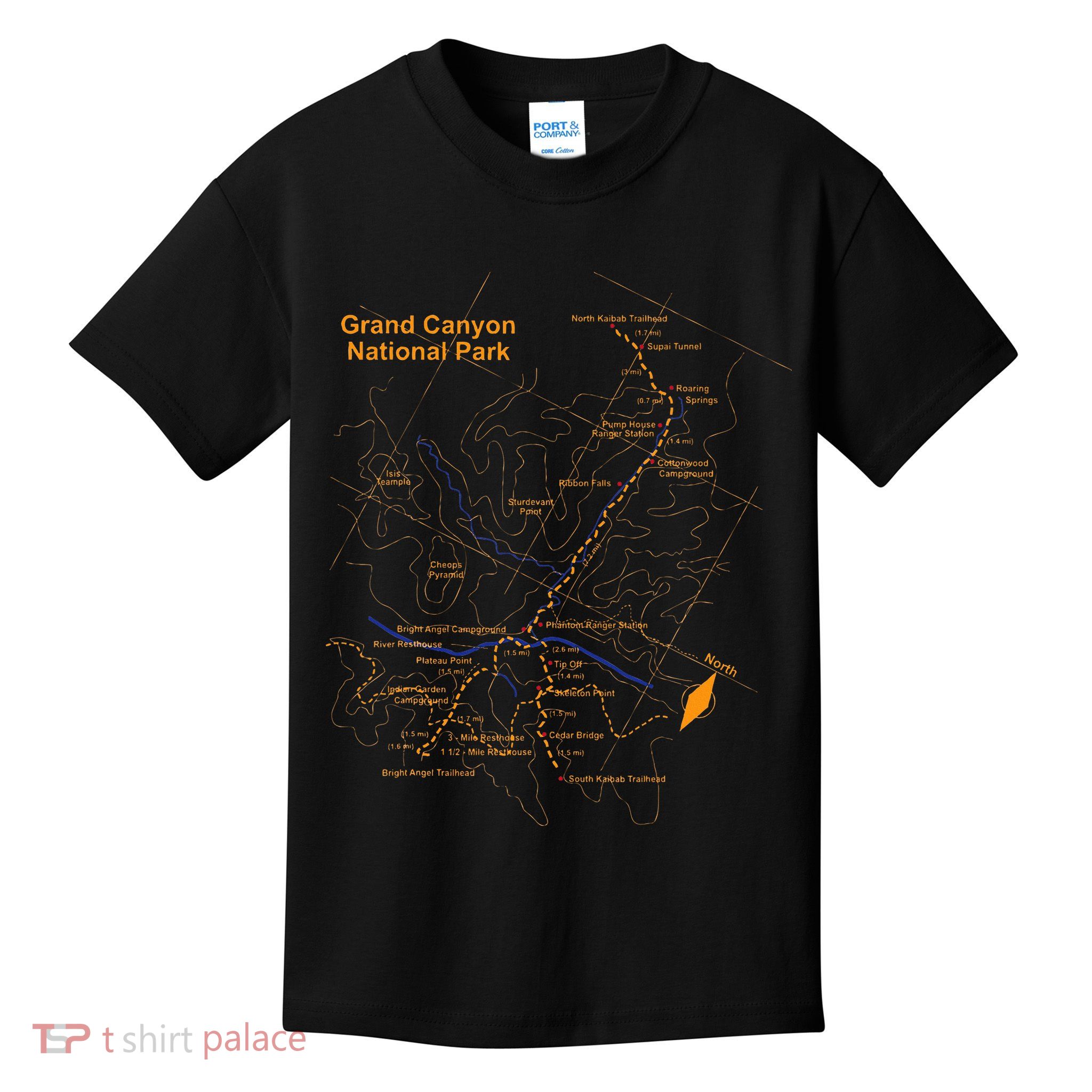 Grand Canyon National Park Trail Map Hiking Love Kids T-Shirt